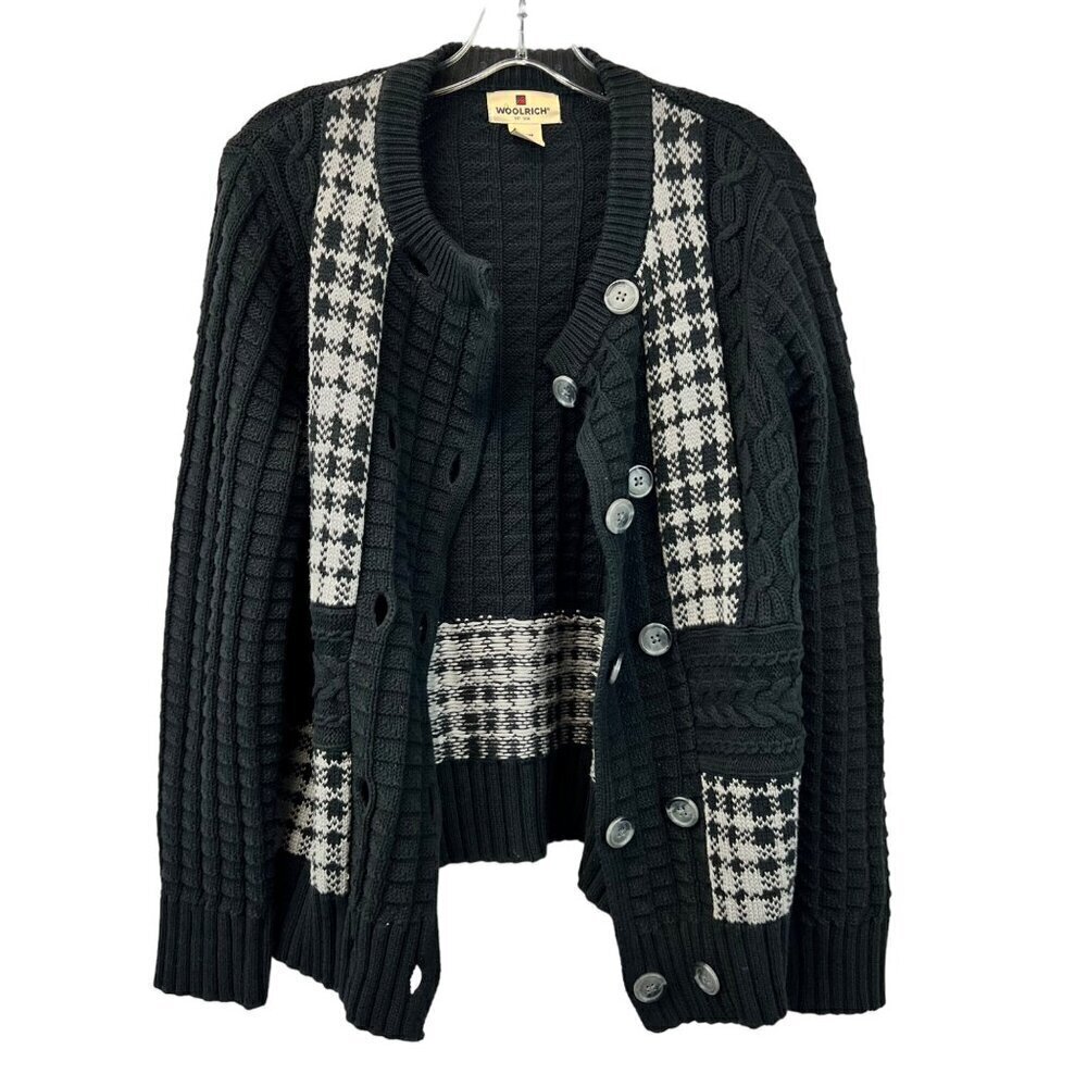 Woolrich Women’s Double Brested Cardigan Long Sleeve Black/Gray Size Medium